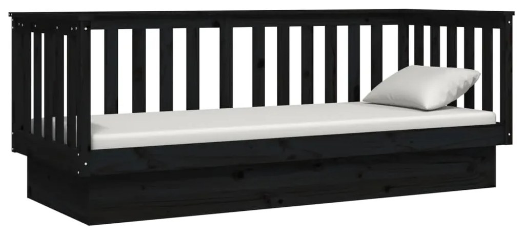 Sofá-cama 75x190 cm madeira de pinho maciça preto