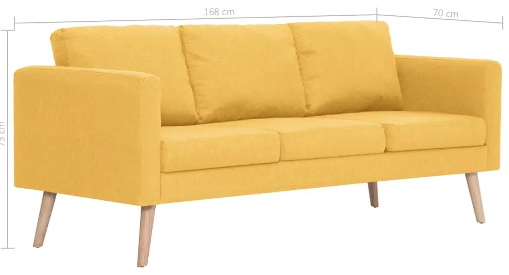 Sofá de 3 lugares em tecido amarelo