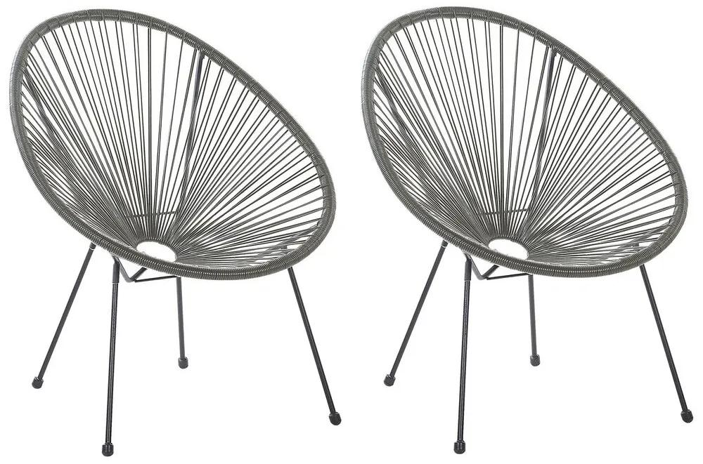 Conjunto de 2 cadeiras de jardim em rattan cinzento escuro ACAPULCO II Beliani