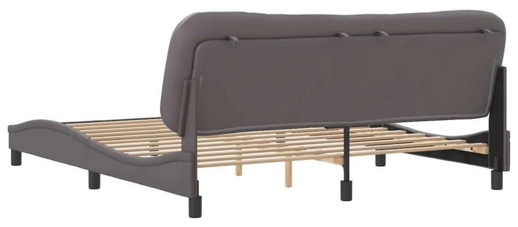 Estrutura cama c/ cabeceira 180x200cm couro artificial cinzento