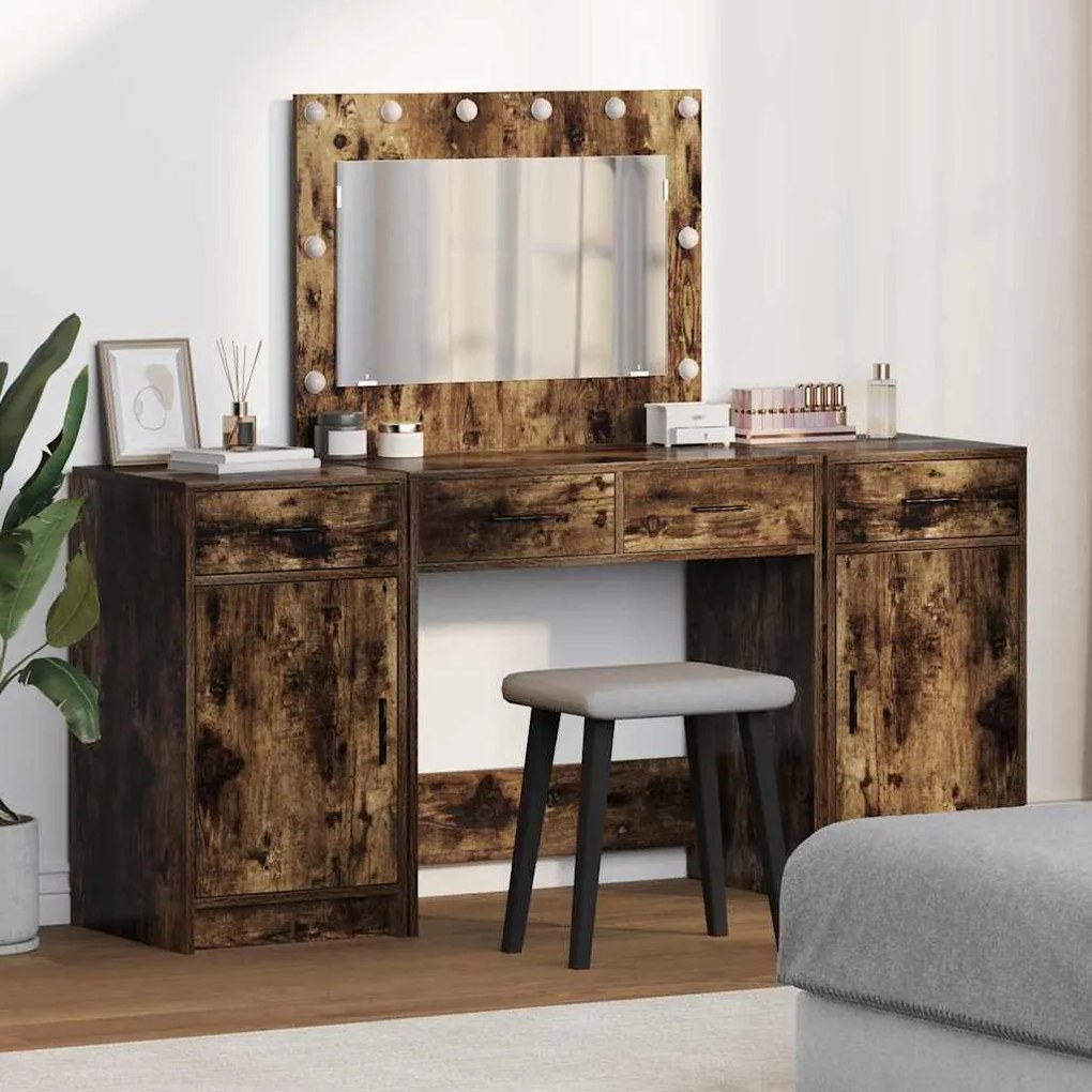 vidaXL Mesa de vestir com gaveta 3 pcs Castanho 40 x 41 x 75 cm