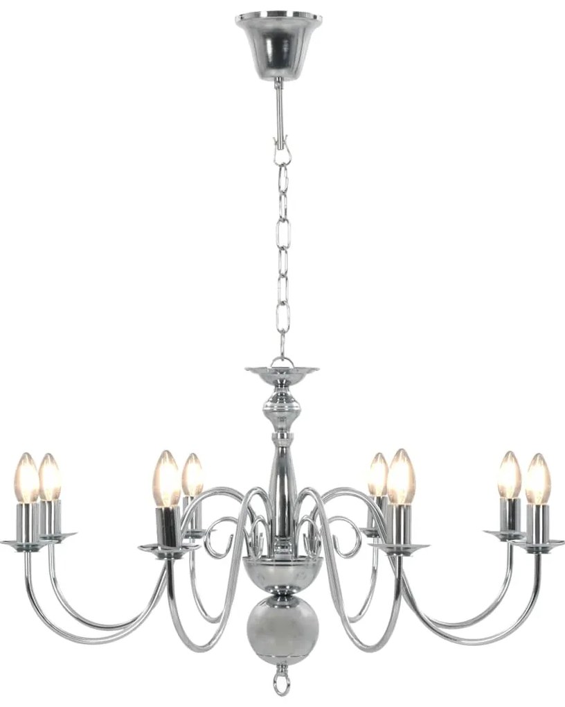 Lustre de 8 lâmpadas E14 prateado
