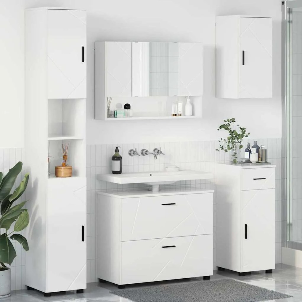vidaXL Conjunto de Móveis para Banheiro 5 pcs Branco brilhante