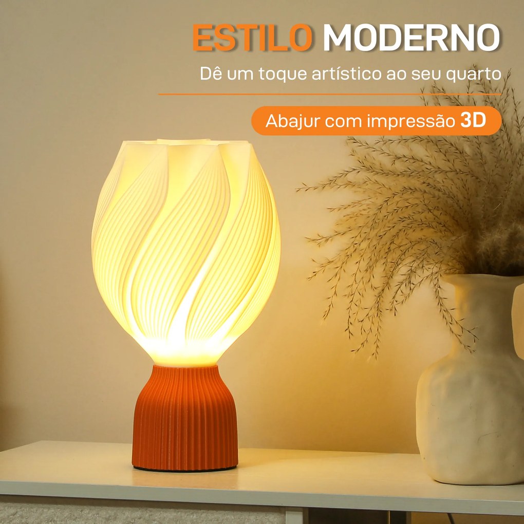 Candeeiro de Mesa com Ecrã de Impressão 3D Candeeiro de Mesa com Desenho de Pétalas com Luz Quente Ø16,5x28 cm Branco