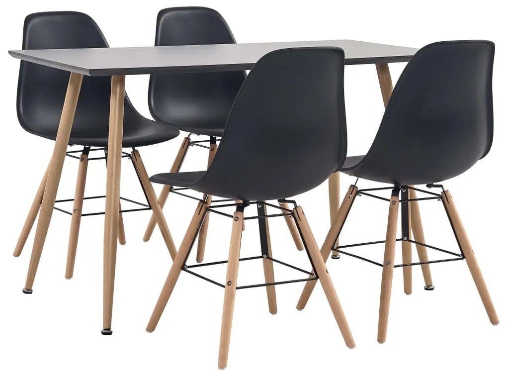vidaXL 5 pcs conjunto de jantar plástico preto