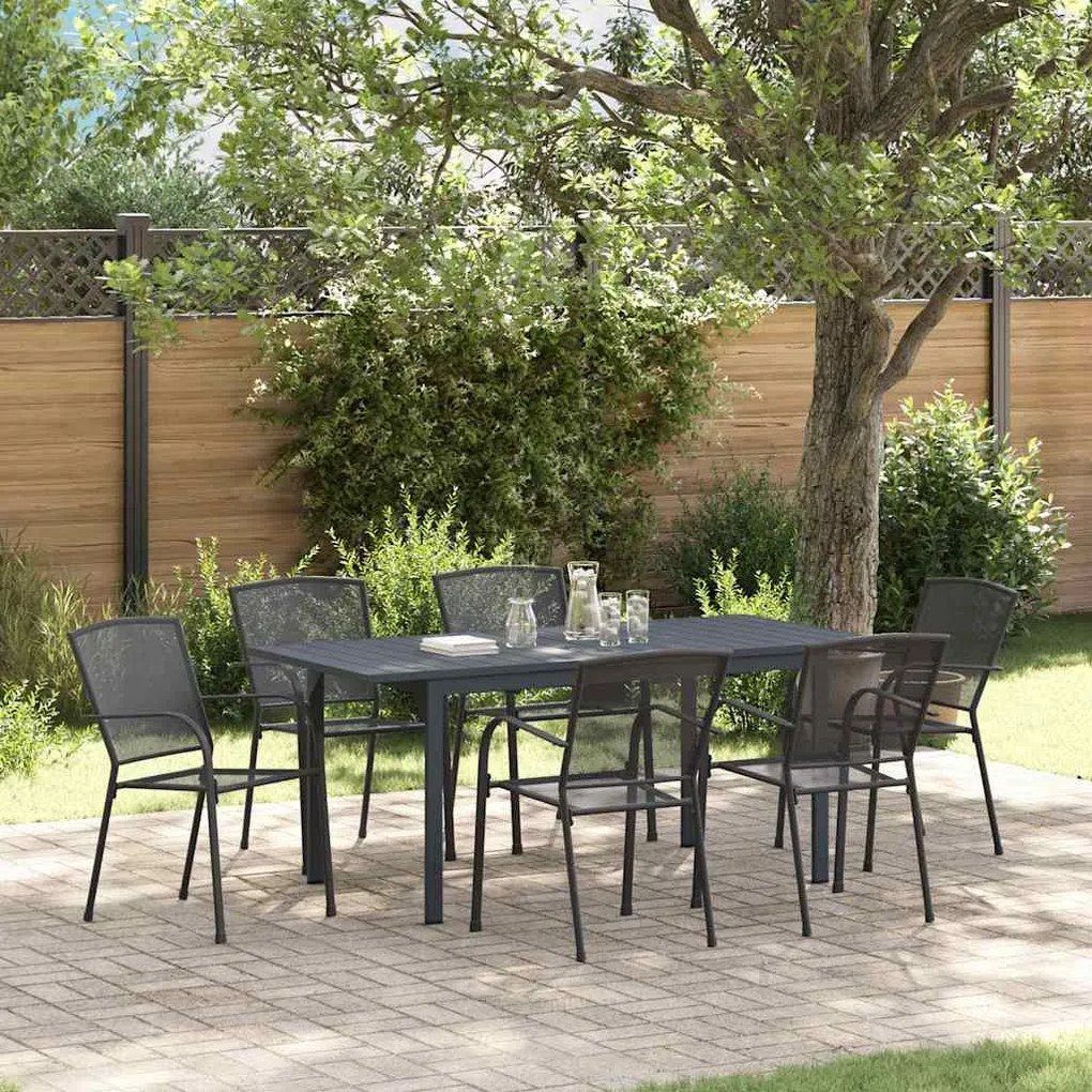vidaXL Conjunto de Jantar de Jardim com 7 Peças em Aço Antracite