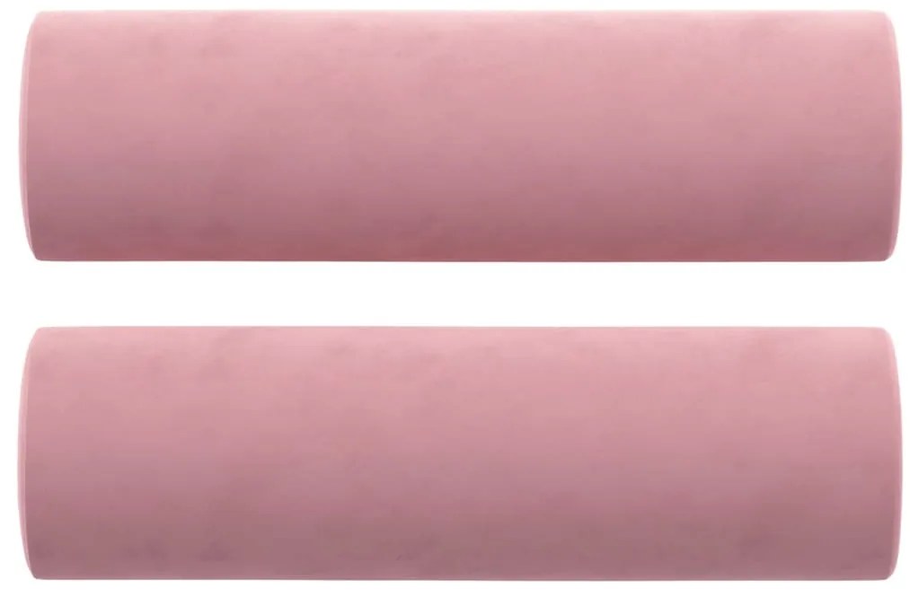 Sofá 3 lugares c/ almofadas decorativas 180 cm veludo rosa