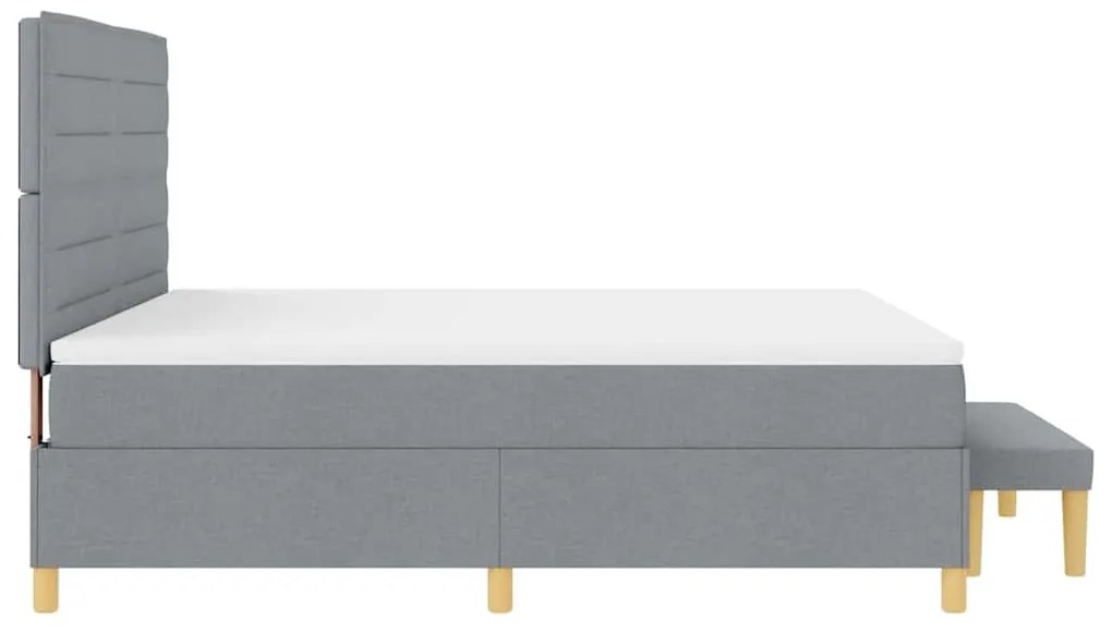 Cama Box com Colchão e Banco Cinza Claro 180x200 cm Tecido