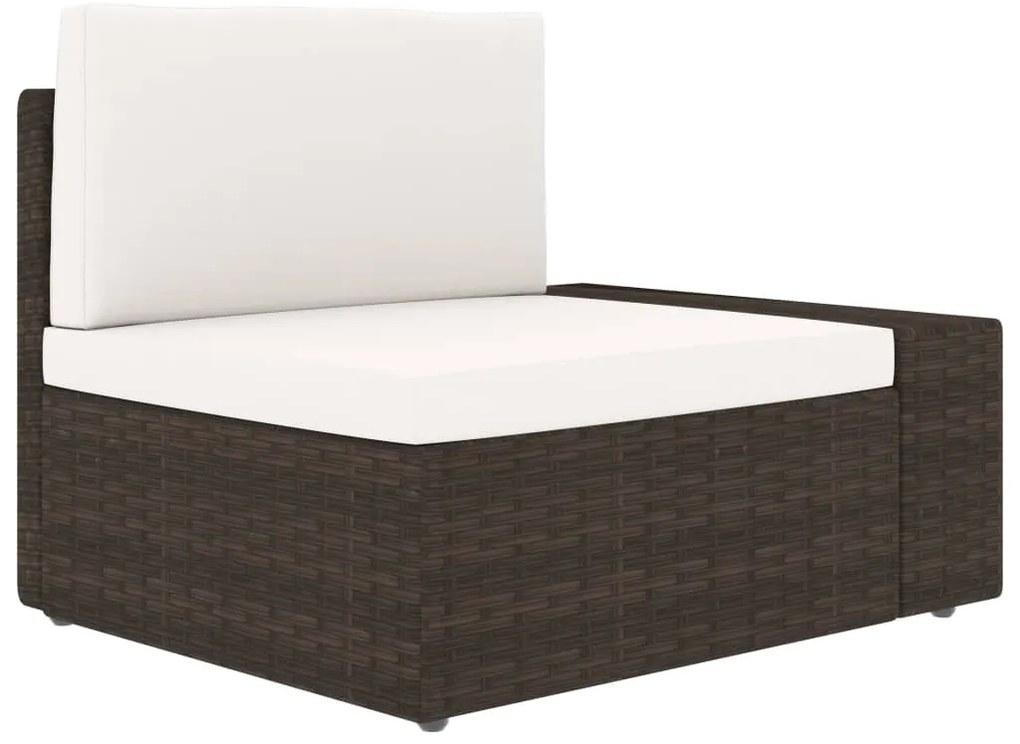 8 pcs conjunto lounge p/ jardim c/ almofadões vime PE castanho