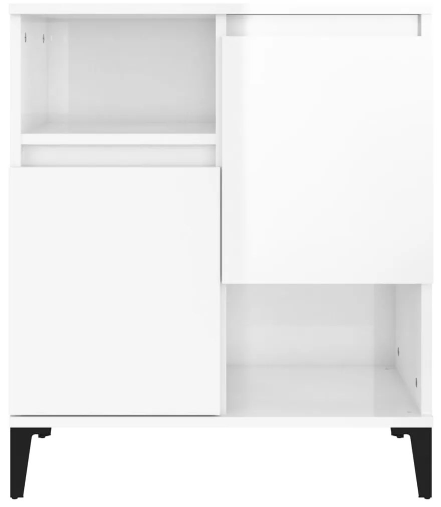Aparadores 2 pcs 60x35x70 cm derivados madeira branco brilhante