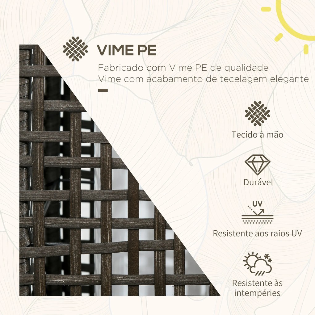 Outsunny Candeeiro de Jardim de Vime Sintético Candeeiro Solar de Exterior com Luzes LED Ligar/Desligar Automático para Varanda Pátio 21x21x78cm Cinza