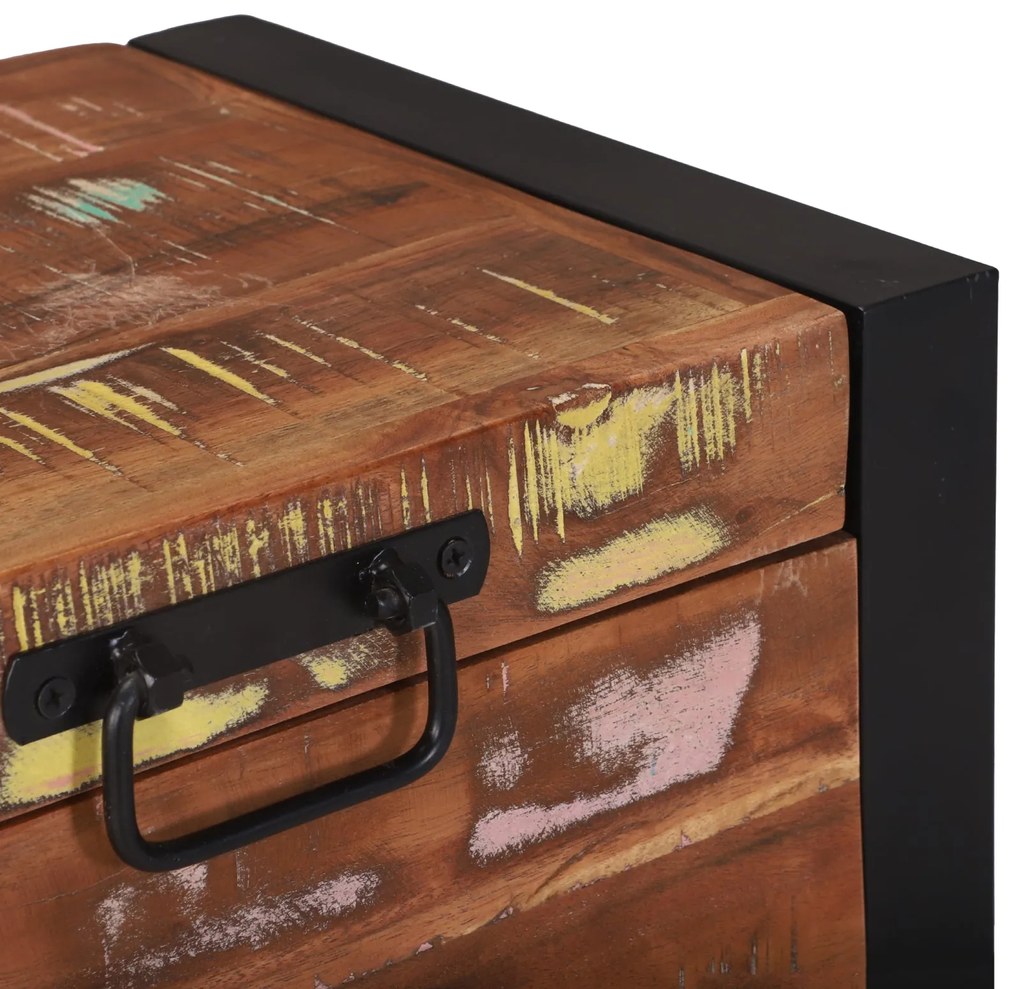 Baús de Armazenamento 40x30x30cm Madeira Recuperada e Metal