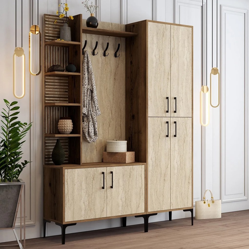 Hall Stand Viyana Da – Nogueira e Travertino – 150x200x35 cm