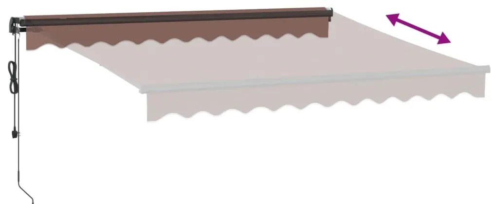 Toldo retrátil automático com luzes LED 300x250 cm castanho