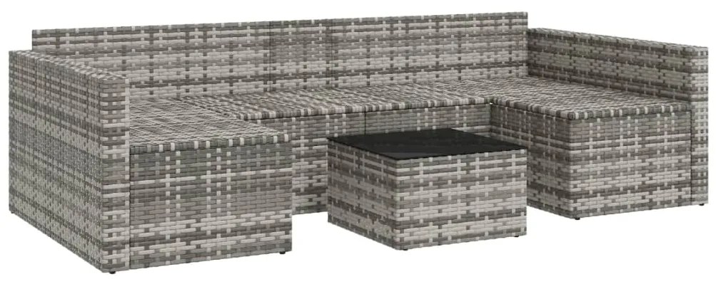 2 pcs conjunto lounge de jardim c/ almofadões vime PE cinzento