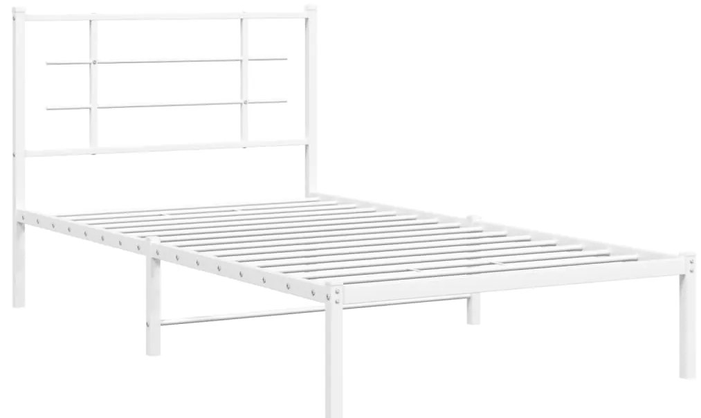 Estrutura de cama com cabeceira 100x190 cm metal branco