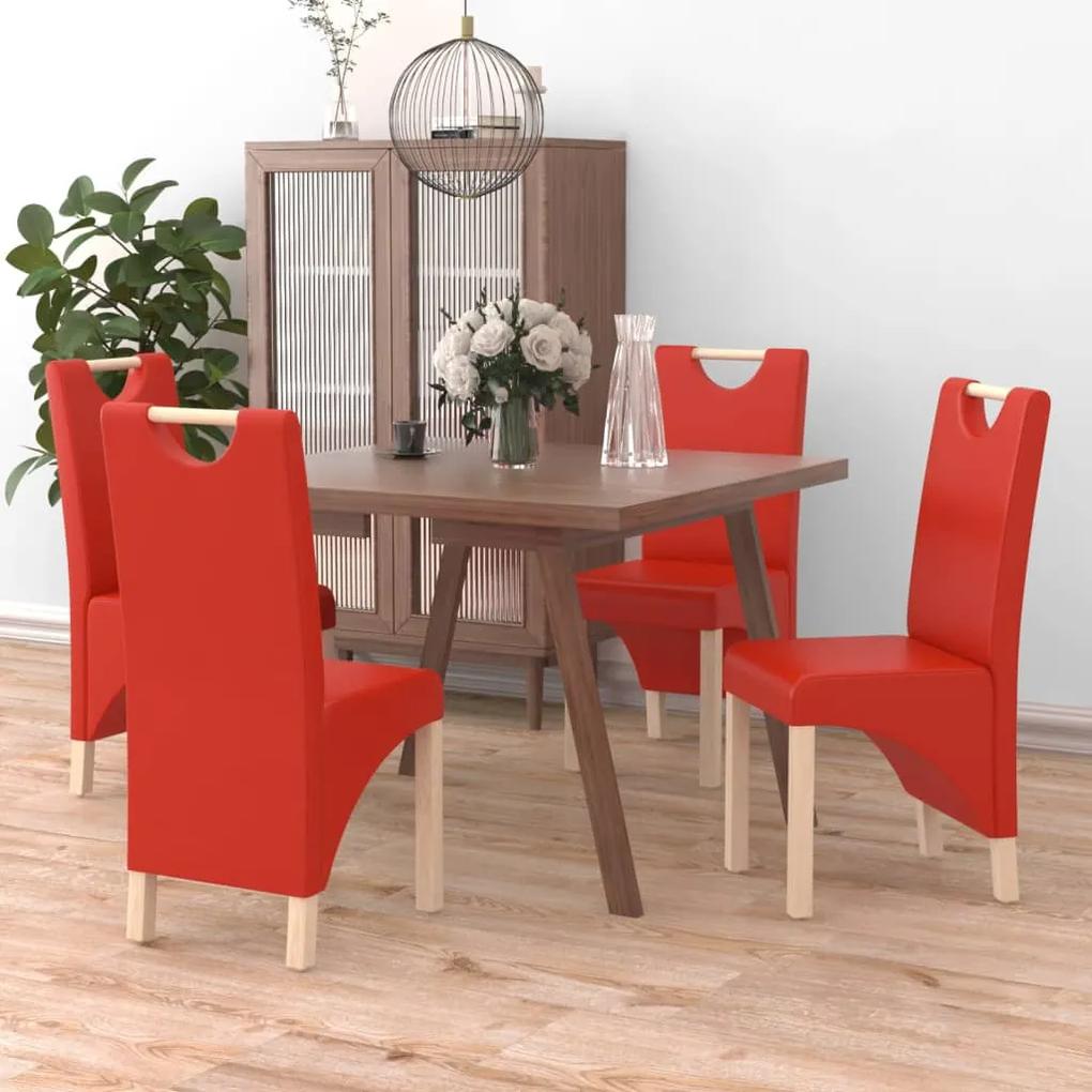 Cadeiras de jantar 4 pcs couro artificial vermelho