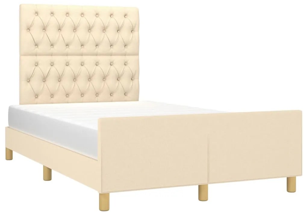 Estrutura de cama sem colchão 120x190 cm tecido creme