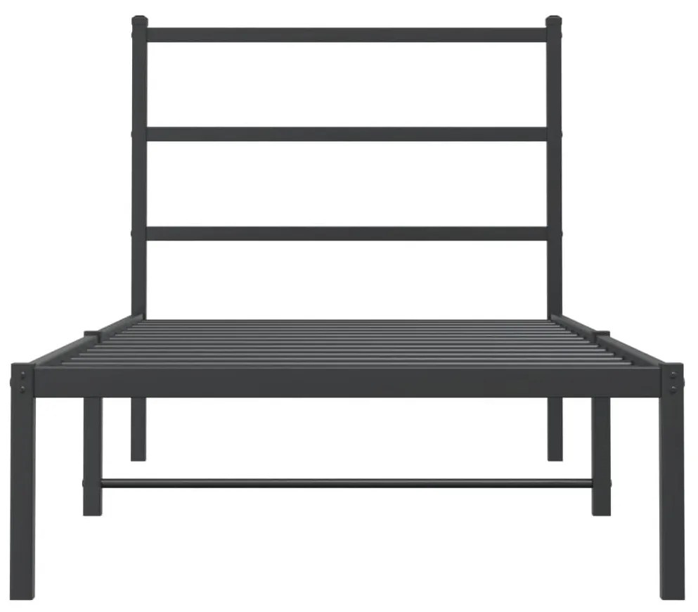 Estrutura de cama com cabeceira 90x190 cm metal preto