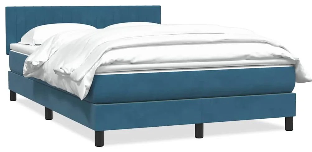 vidaXL Cama com molas/colchão 140x210 cm veludo azul-escuro