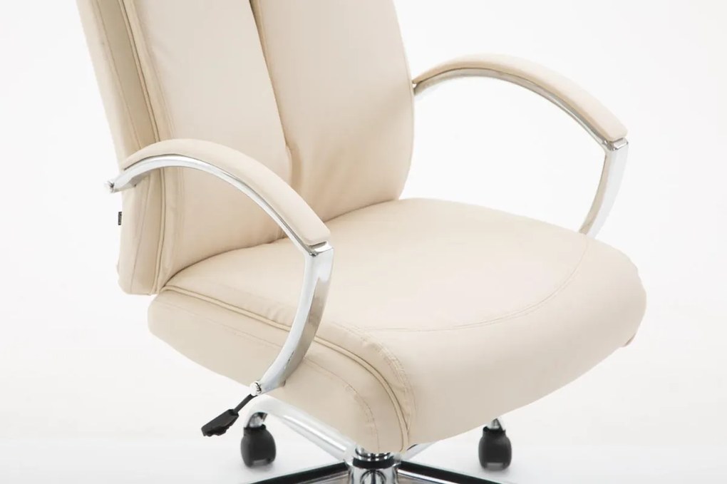Cadeira de Escritório XL Vaud de Couro Sintético Creme