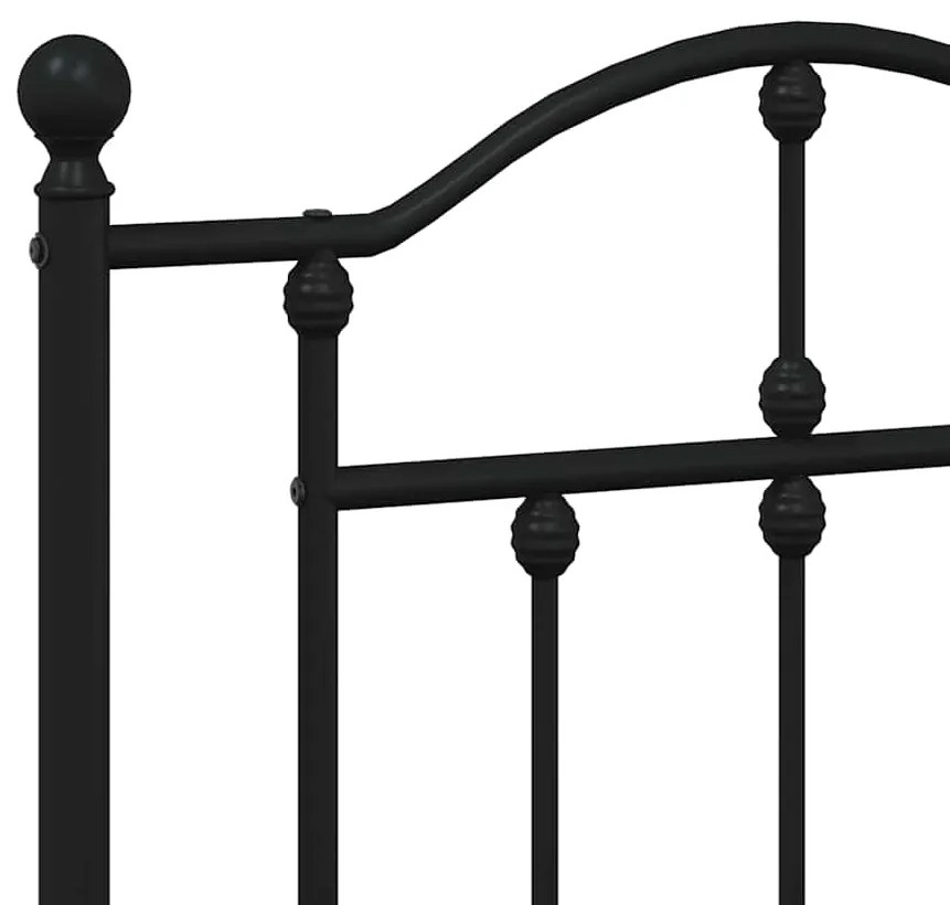 Estrutura de cama com cabeceira e pés 193x203 cm metal preto