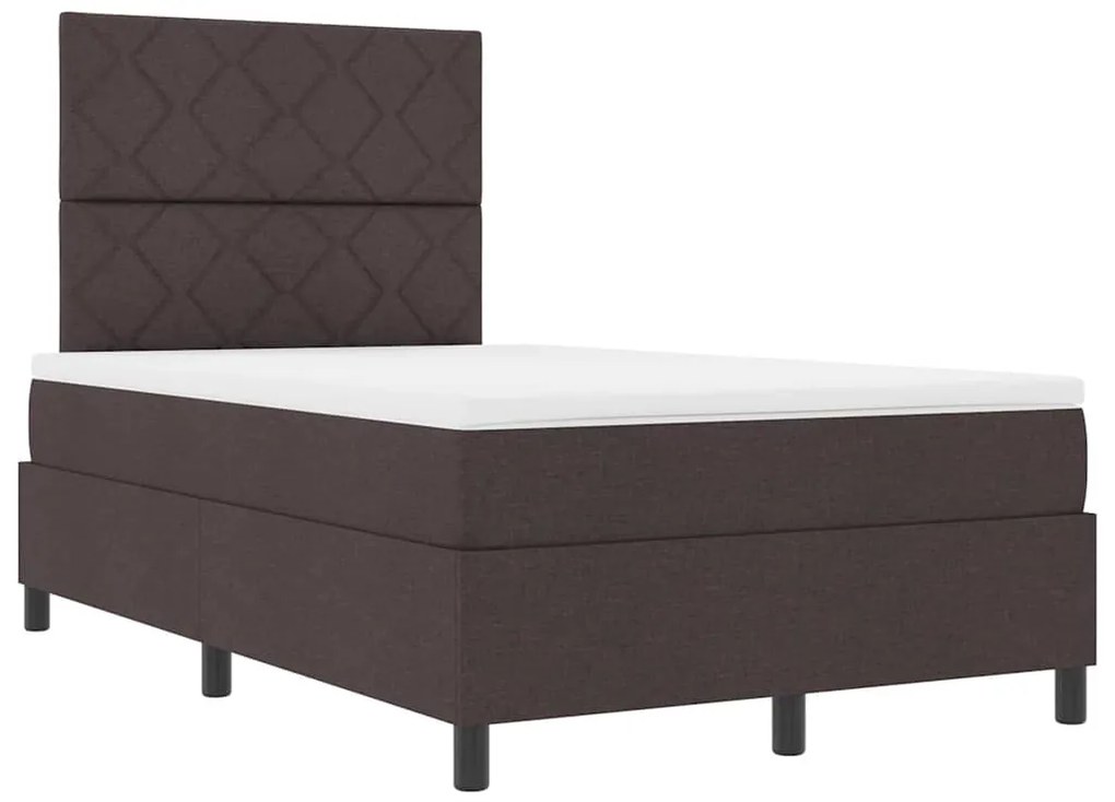Cama Box com Colchão e LED Castanho Escuro, 120 x 200 cm Tecido