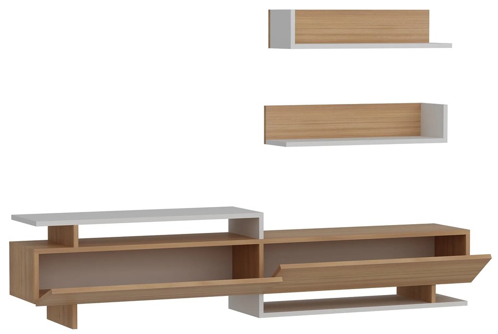 Unidade de TV Ayaz – Branco e Teca – 180x40x37,4 cm