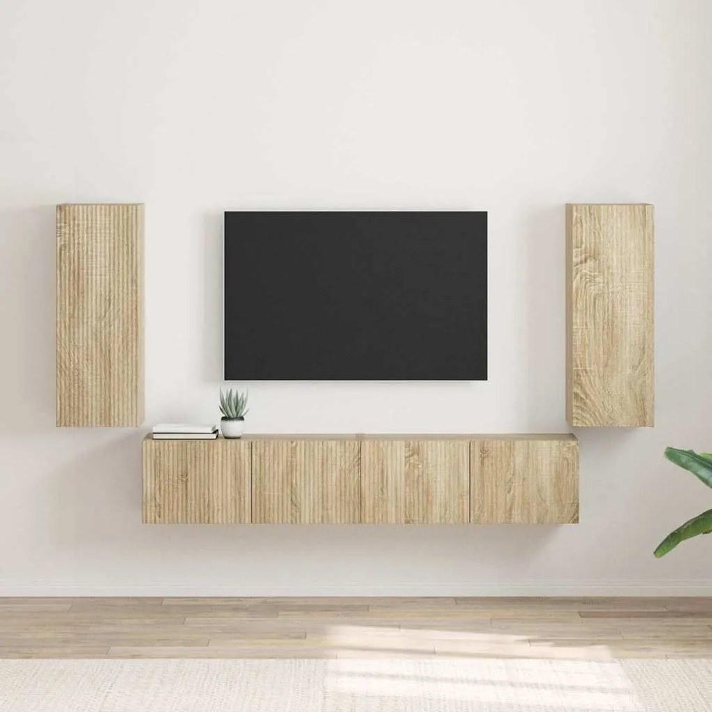 vidaXL Armário de TV de Parede 2 pcs Sonoma 30 x 31 x 80 cm