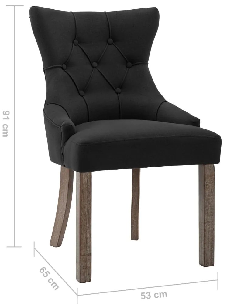 Cadeiras de jantar 6 pcs tecido preto
