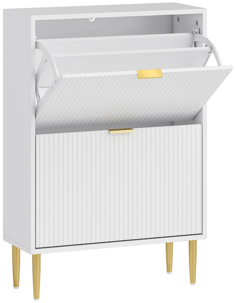 HOMCOM Sapateira Estreita Sapateira para Entrada com Prateleiras Ajustáveis para 12 Pares de Sapatos 60x24x91,5 cm Branco | Aosom Portugal