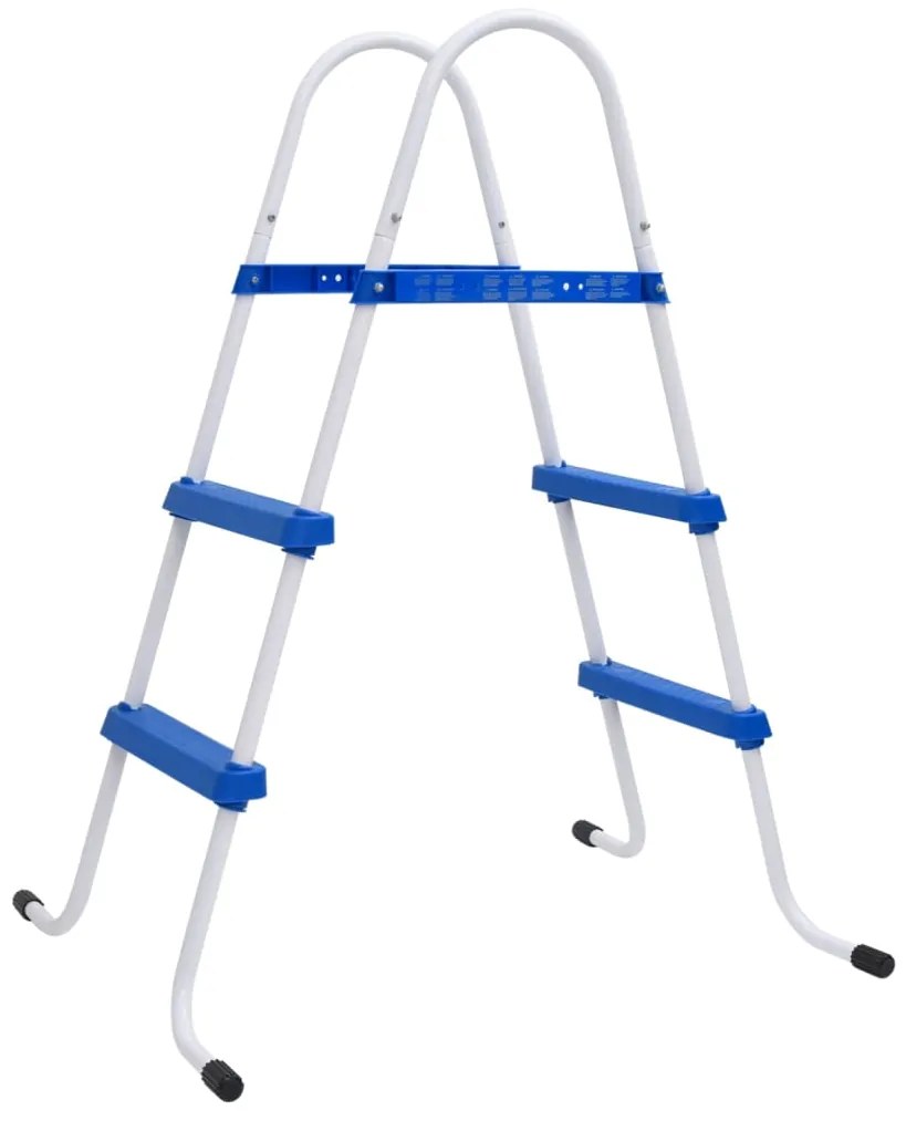 vidaXL Escada para piscina 84 cm aço azul e branco