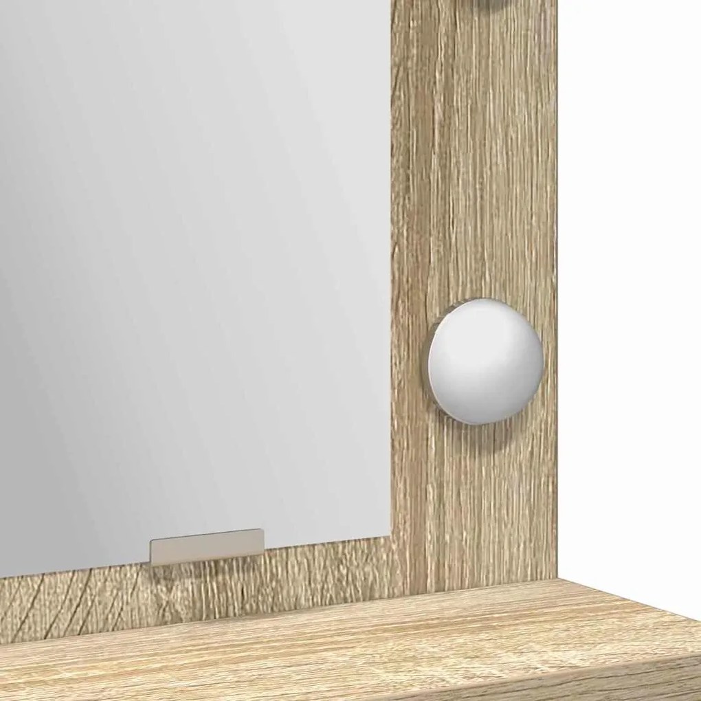 Mesa de Maquiagem vidaXL com Luzes LED em Carvalho Sonoma 79x41x135 cm