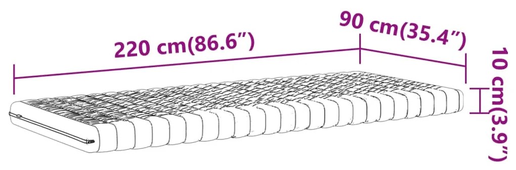 Colchão de espuma 90x220 cm 7 zonas dureza 20 ILD branco