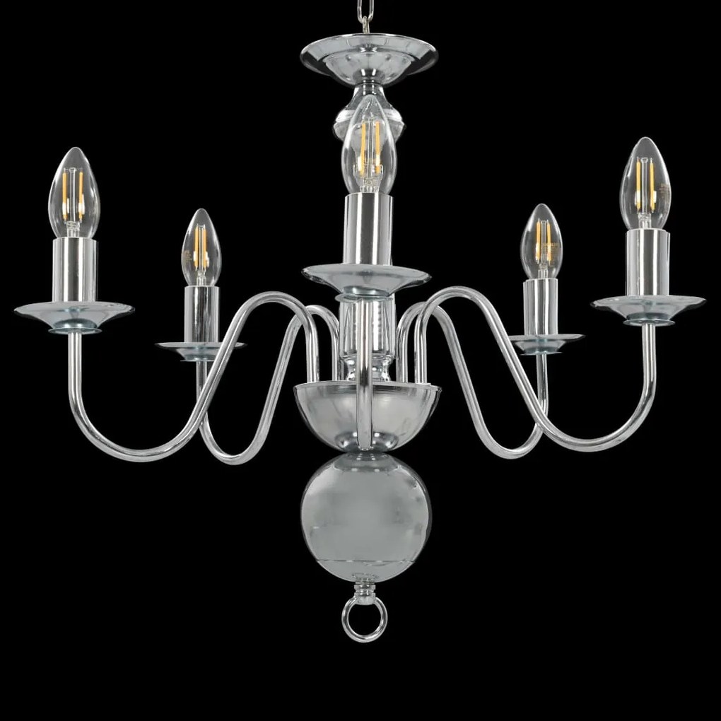 Lustre de 5 lâmpadas E14 prateado