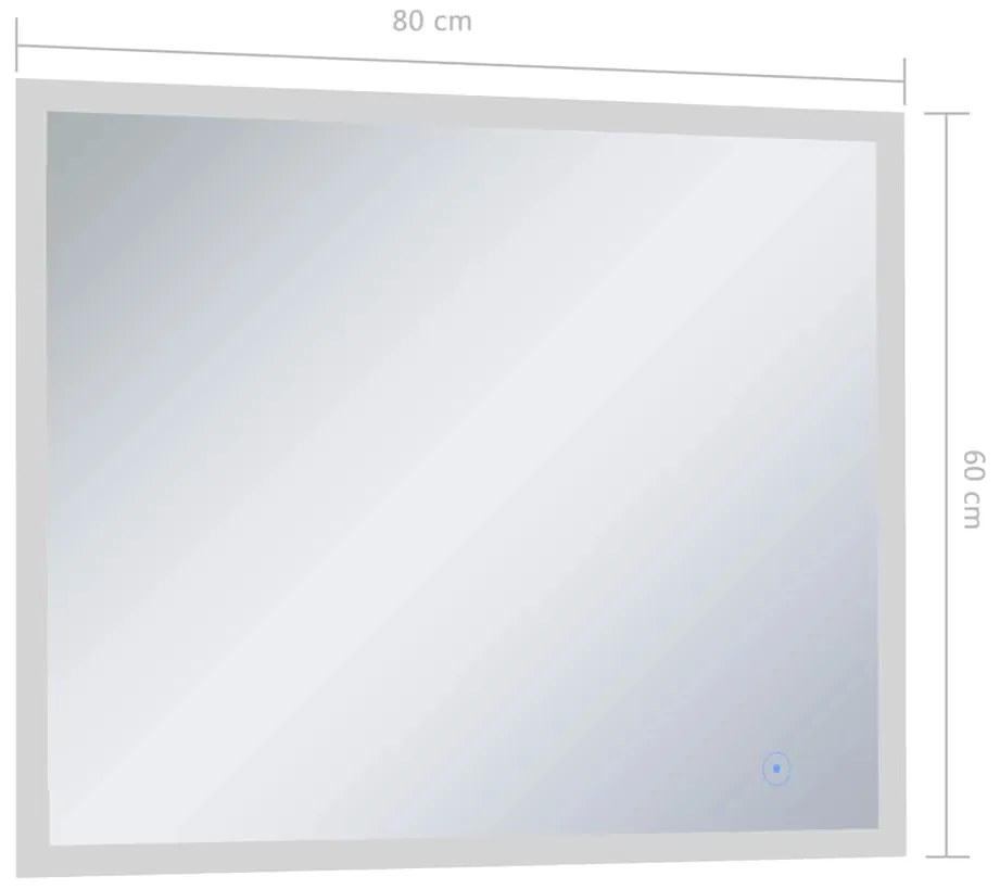 Espelho de parede LED c/ sensor tátil casa de banho 80x60 cm