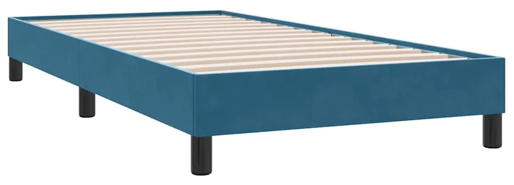 Estrutura de cama sem colchão 80x210 cm veludo azul-escuro