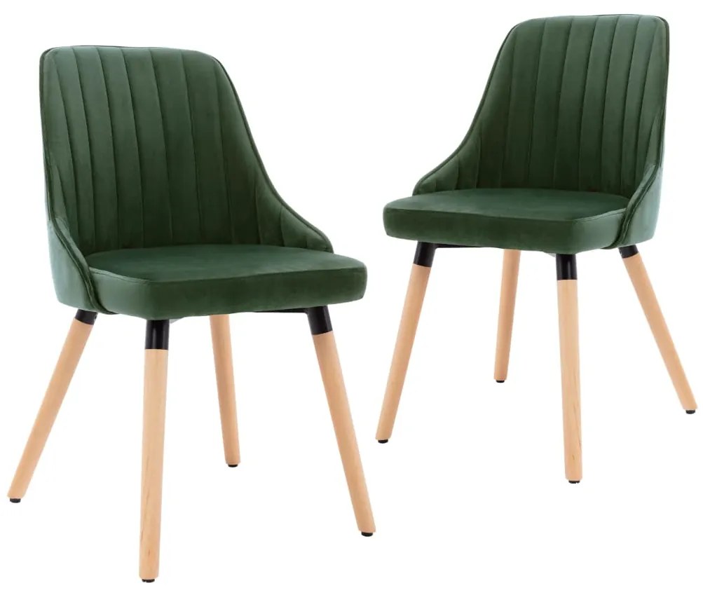 vidaXL Cadeiras de jantar 2 pcs veludo verde-escuro