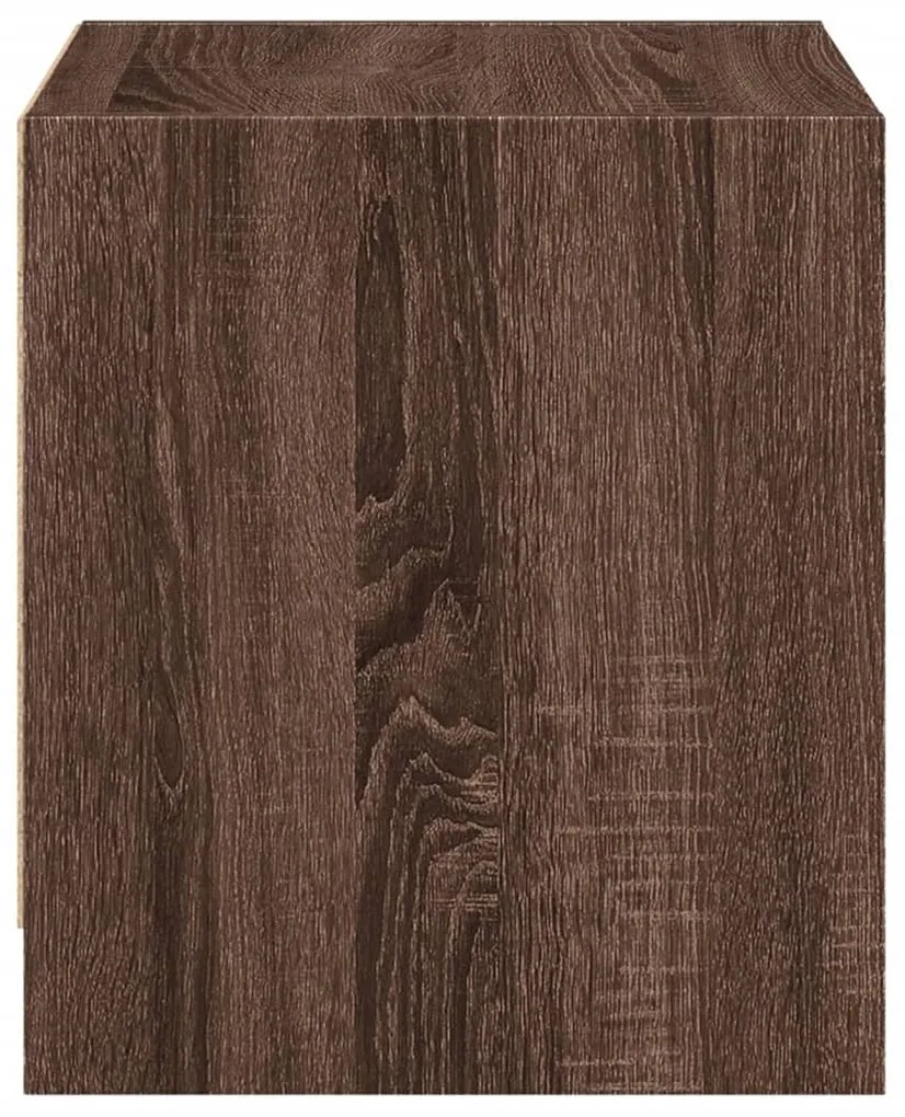 Mesa de cabeceira c/ porta vidro 35x37x42 cm carvalho castanho