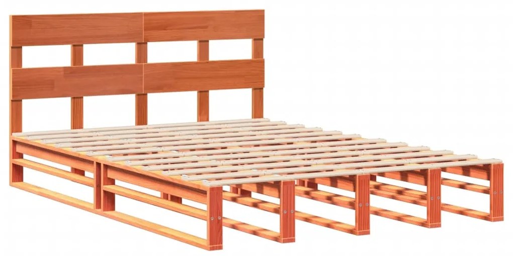 Cama sem colchão 140x190 cm pinho maciço castanho-mel