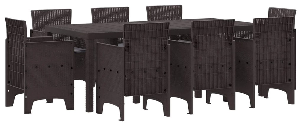 vidaXL Conjunto de Jantar para Jardim 9 pcs Castanho Polipropileno