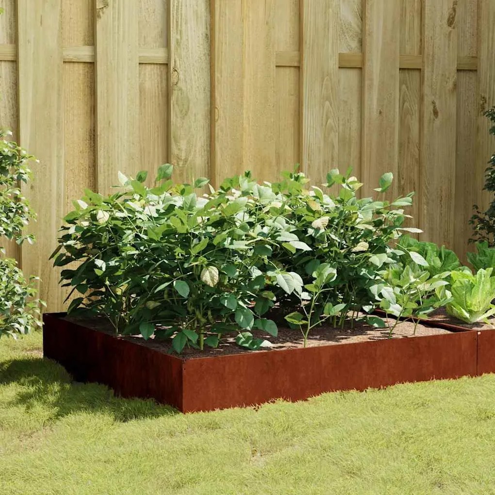 824515 vidaXL Canteiro elevado de jardim 100x100x33,5 cm aço corten