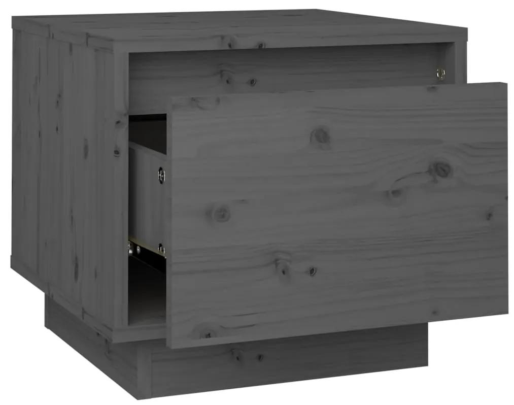Mesa de cabeceira 35x34x32 cm madeira de pinho maciça cinza