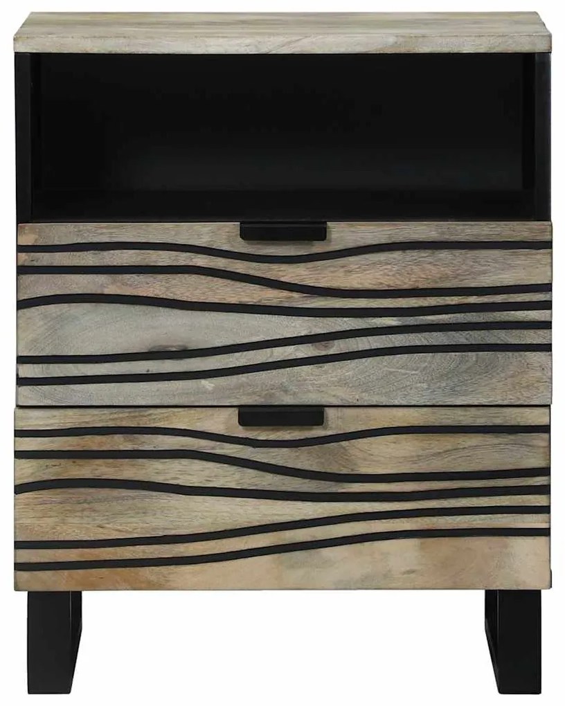 Mesas de cabeceira com gaveta Branco e Preto 50 x 33 x 60 cm