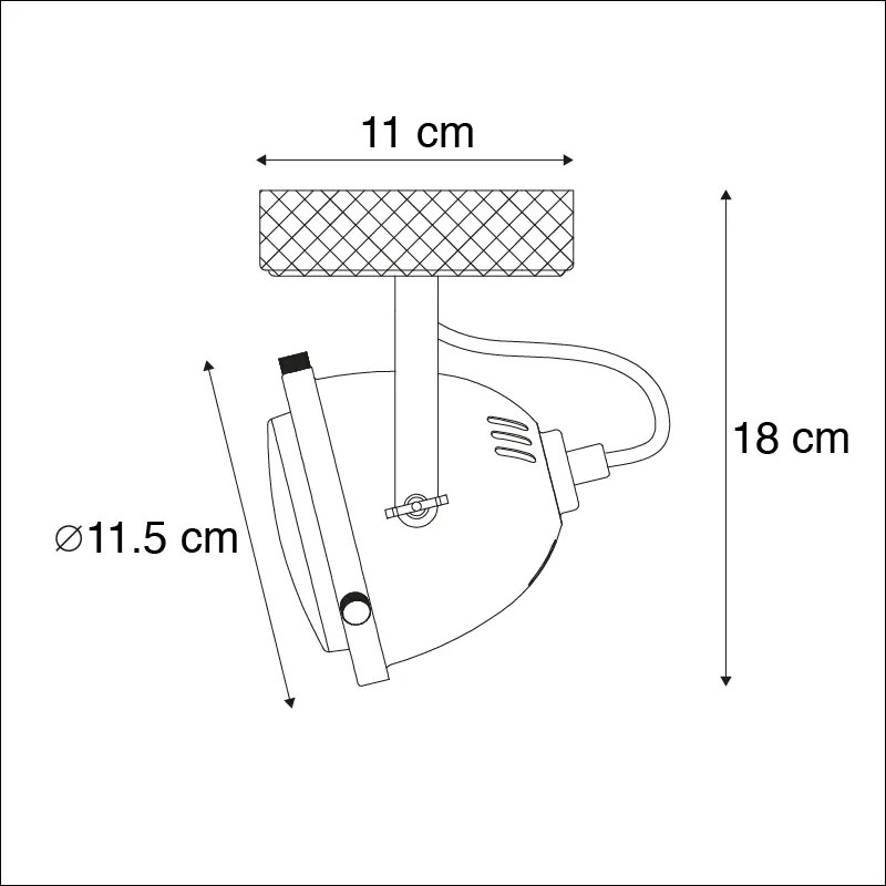 LED Projetores inteligentes em aço com madeira, incl. Wi-Fi GU10 ajustável - Emado Industrial