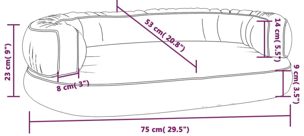 Cama p/ cães espuma ergonómico 60x42 cm couro artificial azul