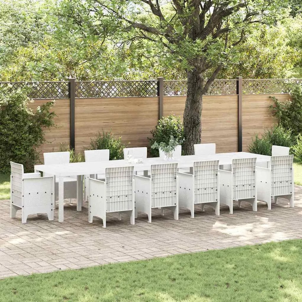 vidaXL Mesa de Jantar para Jardim Branco 400 x 100 x 73 cm vime PE