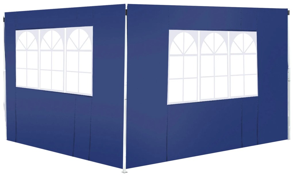 Outsunny 2 Paredes Laterais para Tenda Parede Lateral de Tecido Oxford com 2 Janelas 3x2 m Azul | Aosom Portugal