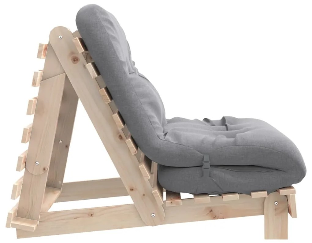 Sofá-cama futon com colchão 90x206x11 cm madeira pinho maciça