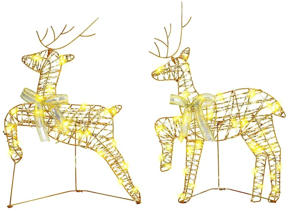 vidaXL Renas de LED com 40 LEDs 2 pcs Branco quente PET